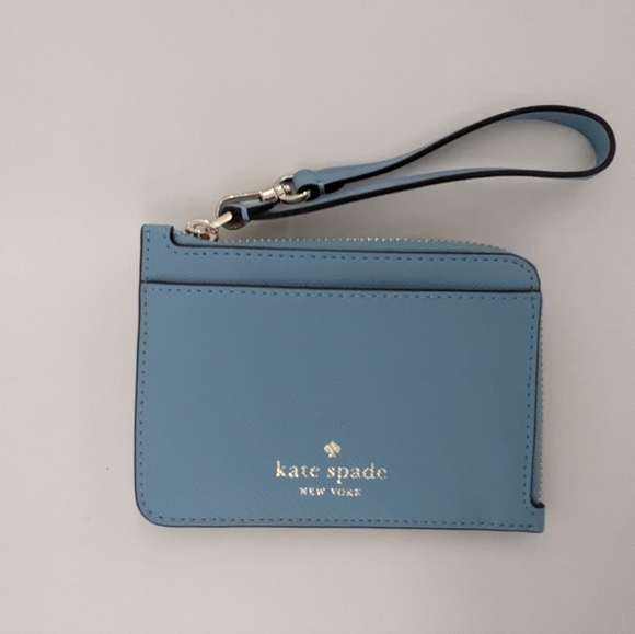 EUC! Kate Spade New York Schuyler Small Card Holder Wristlet Wallet Smokey Blue - Picture 9 of 13